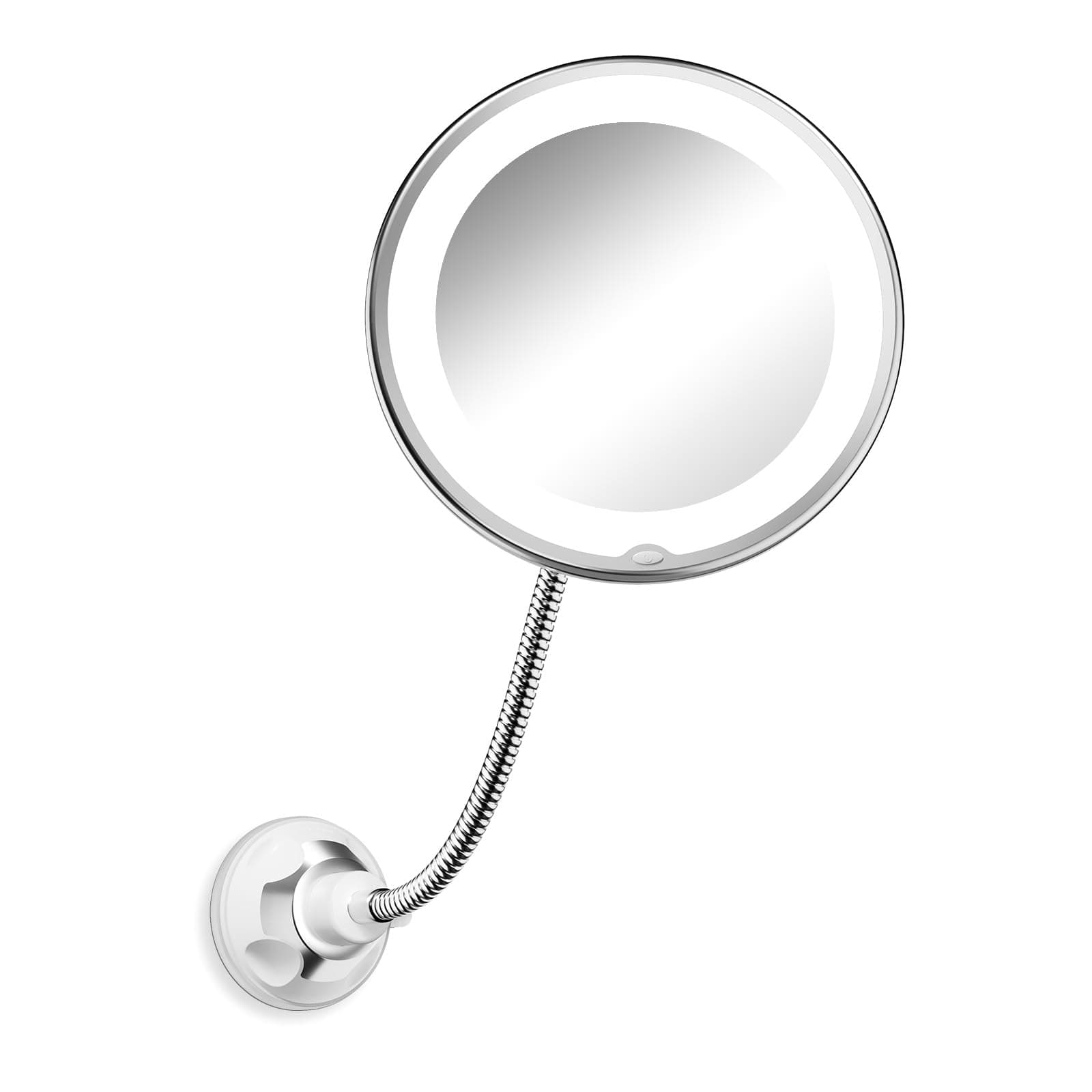 Brightown Flexible Mirror As Seen On TV, Wall Mounted Light Up 10x Magnifying Makeup Mirror with Light LED, Suction Cup, 360° Swivel Flex Gooseneck for Bathroom Shaving Travel Vanity, Cordless