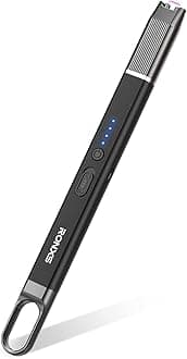 RONXS Lighter Electric Lighter Windproof Flameless Arc Type C Candle Lighters Plasma Rechargeable Lighters with Hanging Hook for Candle BBQ Camping(Black)