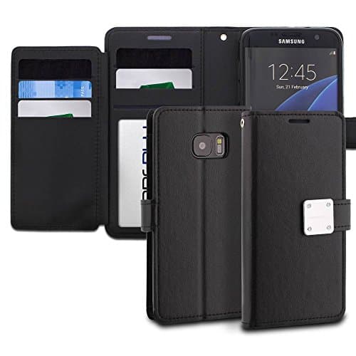 Galaxy S7 Edge Case, ModeBlu [Mode Diary Series] [Black] Wallet Case ID Credit Card Cash Slots Premium Synthetic Leather [Stand View] for Samsung Galaxy S7 Edge