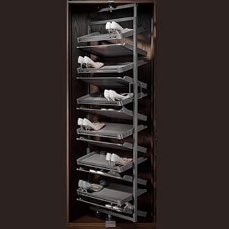 DBR Wardrobe Accessories 12 Layer 360 Degree Rotating Revolving Aluminum Alloy Shoe Rack Storage Self Organizer (GRAY)