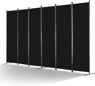 VEVOR Room Divider, 6 Panel Room Divider, Folding Privacy Screen and Portable Partition Divider for Room Separation, Freestanding Room Partitions for Office, Bedroom, Study, Black
