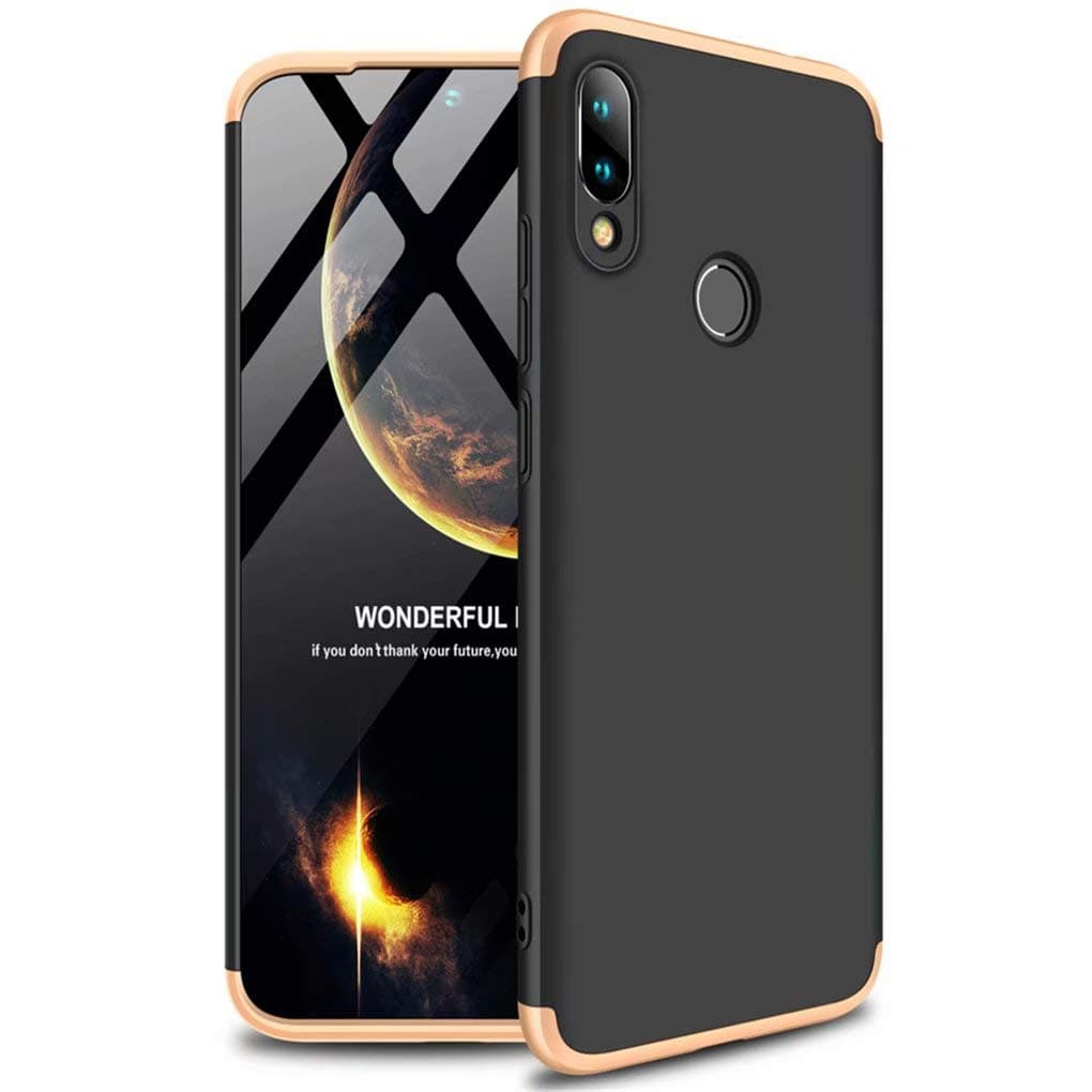 NiaCoCo Compatible with Xiaomi Redmi Note 7 TPU Silicone Shockproof Case,Ultra Thin Anti Scratch 3 in 1 Protective Case for Xiaomi Redmi Note 7-Gold and Black