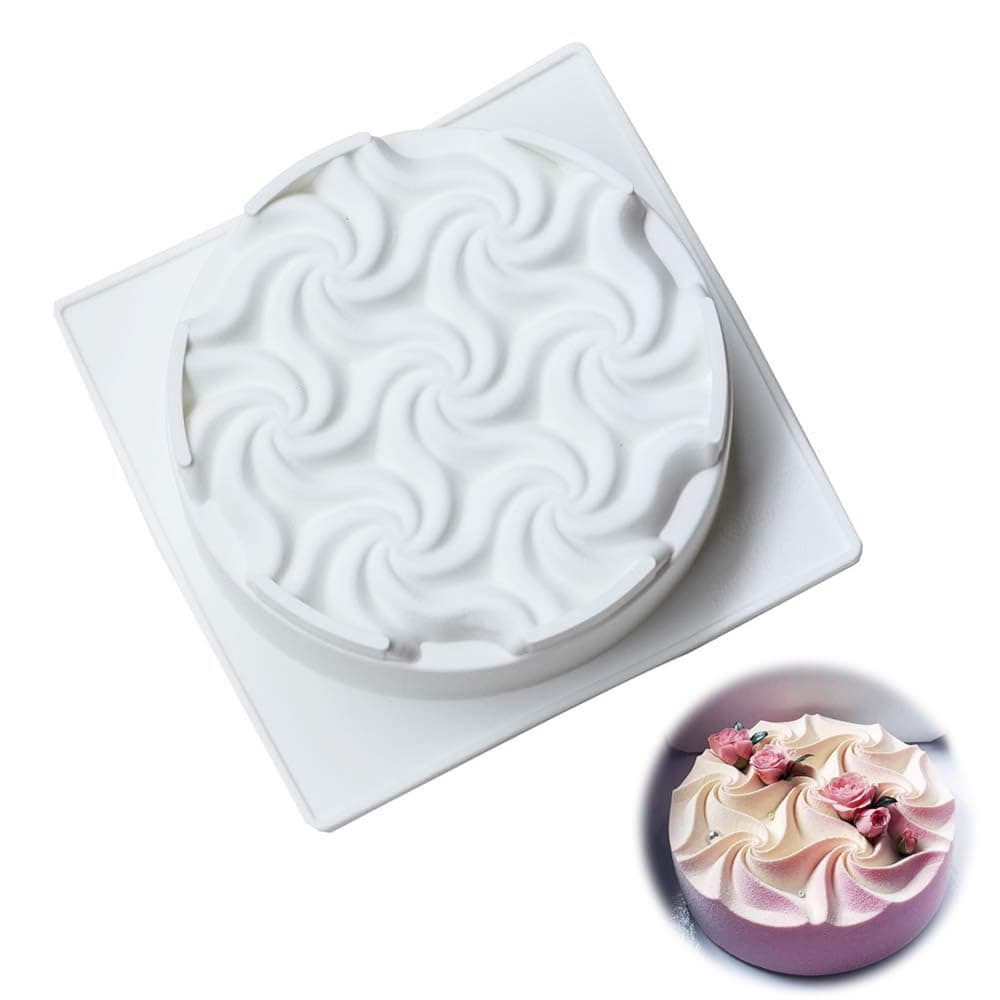 Azonee One Cavity Large Silicone Baking Mold for Jello & Mousse Cake, 3D Spiral Nonstick Silicone Cake Pan for Desserts, Gelatin, Pastry, Chocolate, Kitchen Baking & Freezing