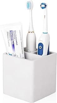 Diatomite Toothbrush Holders for Bathrooms, Electric Toothbrush and Toothpaste Holder 3 Slots Tooth Brush Organizer for Bathroom Countertop, Shower, Vanity - Grayish White