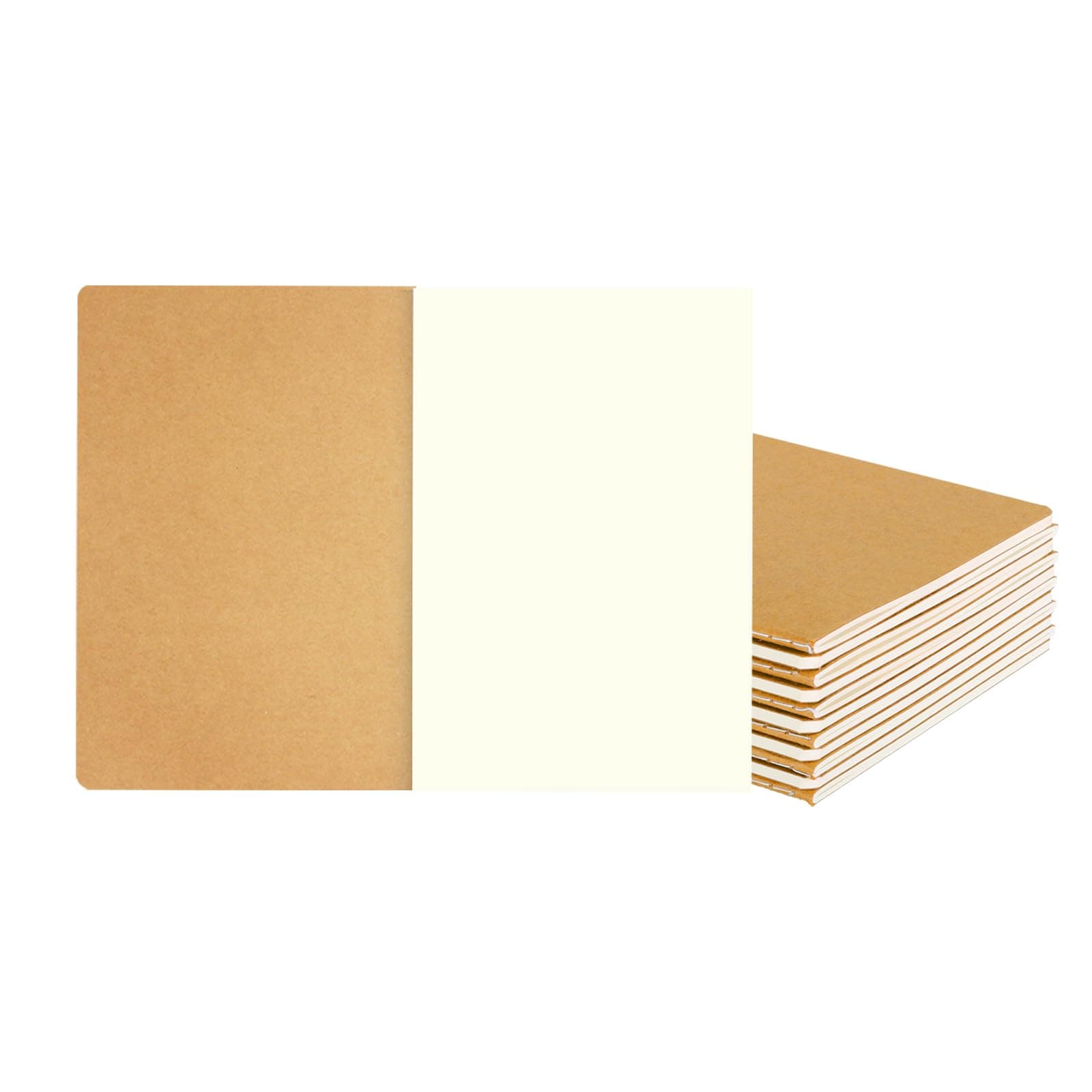 12 Pack Kraft Notebooks Journal Bulk, Blank Sketch Notebooks for Travelers, Students, Office - Composition Notebook Subject Notebooks- A5 Size, 8.26”x5.5”, 64 Blank Pages/32 Sheets