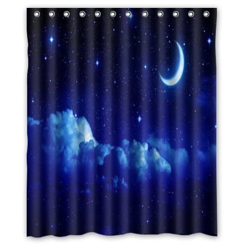 36" X 72" Custom Classic Navy Blue Quatrefoil Polyester Fabric Shower Curtain 36" X 72"