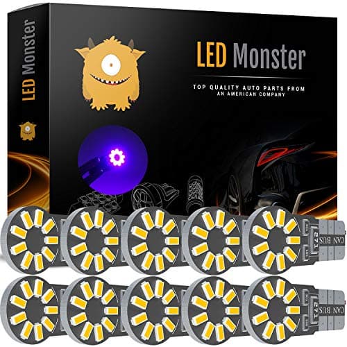 LED Monster 10-Pack Purple 18-SMD LED Light Bulb for Turn Signal License Plate Interior Map Dome Side Marker Light 194 168 2825 175 192 W5W T10 Wedge Super Bright High Power 3017