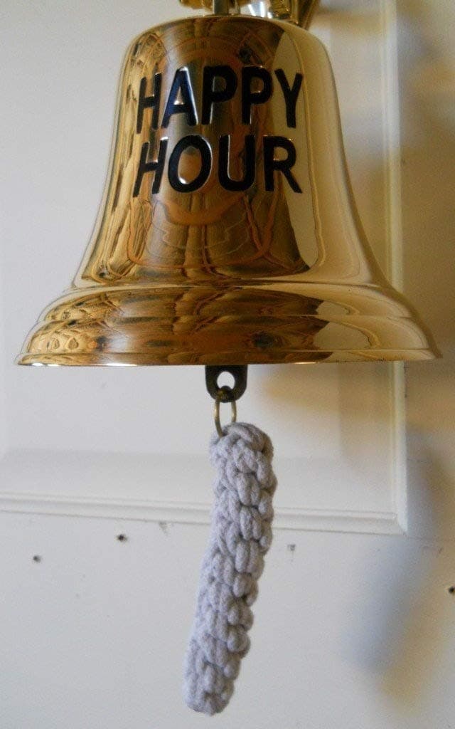 Upper Deck Large Solid Brass Happy Hour Bartenders Bell