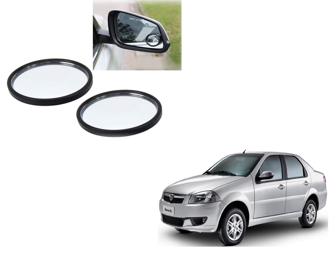 ABS AUTO TREND 3R Flexible Blind Spot Mirror Round Shape Convex Side Rear View Mirror for Fiat Seina
