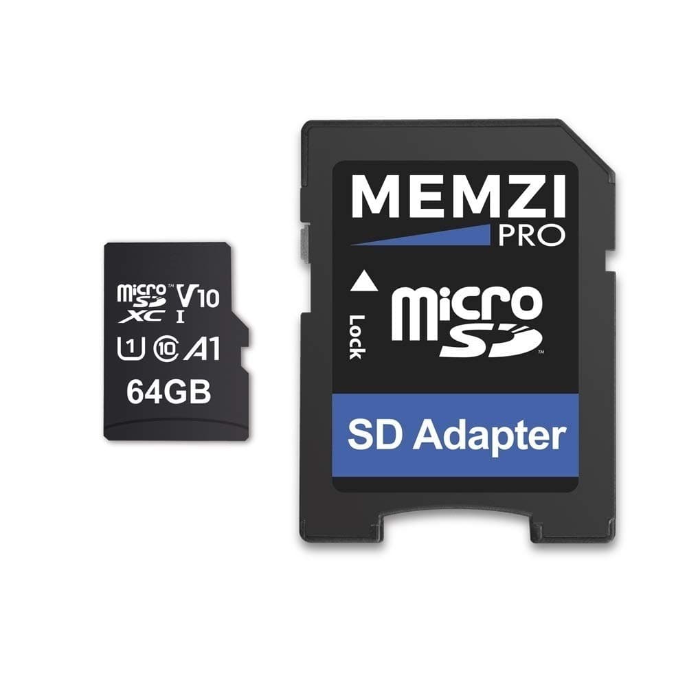 MEMZIPRO 64GB 100MB/s Class 10 A1 V10 Micro SDXC Memory Card with SD Adapter Compatible for Apeman Trawo A100, A87, A80, A79, A77 Action Cameras