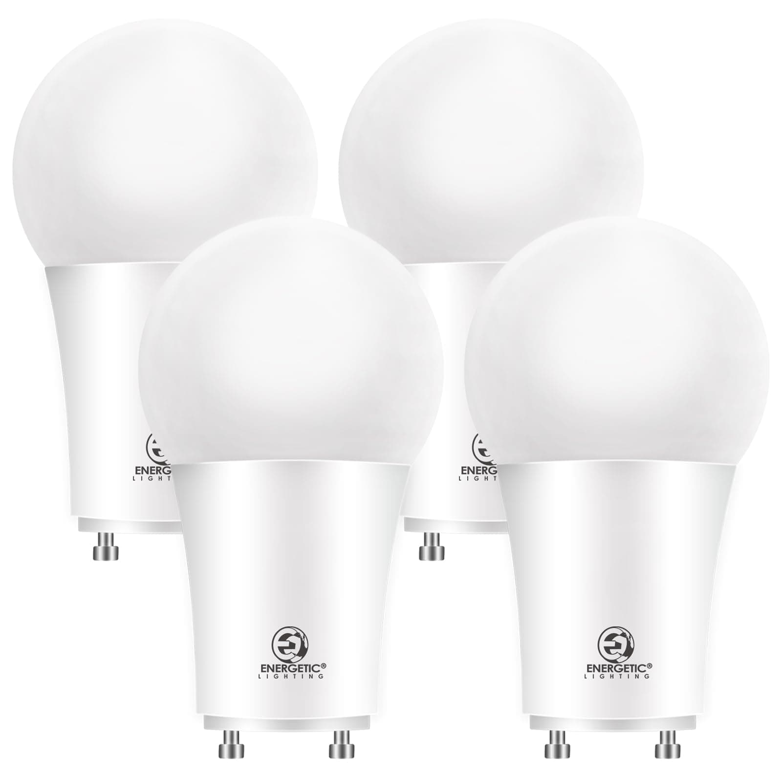 Energetic LED GU24 Light Bulb, A19 Shape 100 Watt Equivalent (11W), 3000K Warm White, 1400 Lumens High Output, Non-Dimmable, 2 Pin LED Light Bulb, ETL Listed, 4 Packs