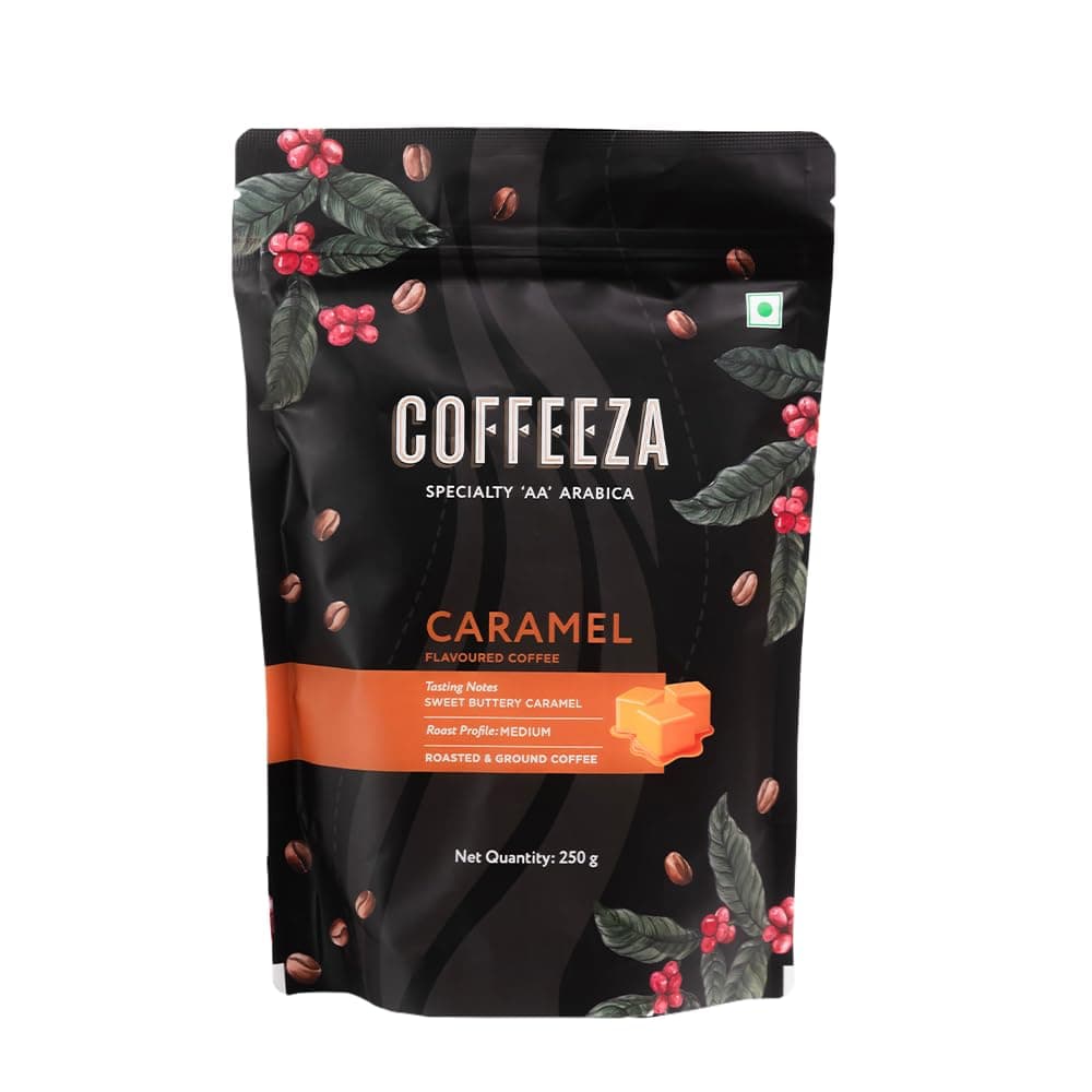 Ground Coffee - Medium Grind - Caramel Flavored - 250g - Medium Roast 100% Arabica Ground Coffee Powder