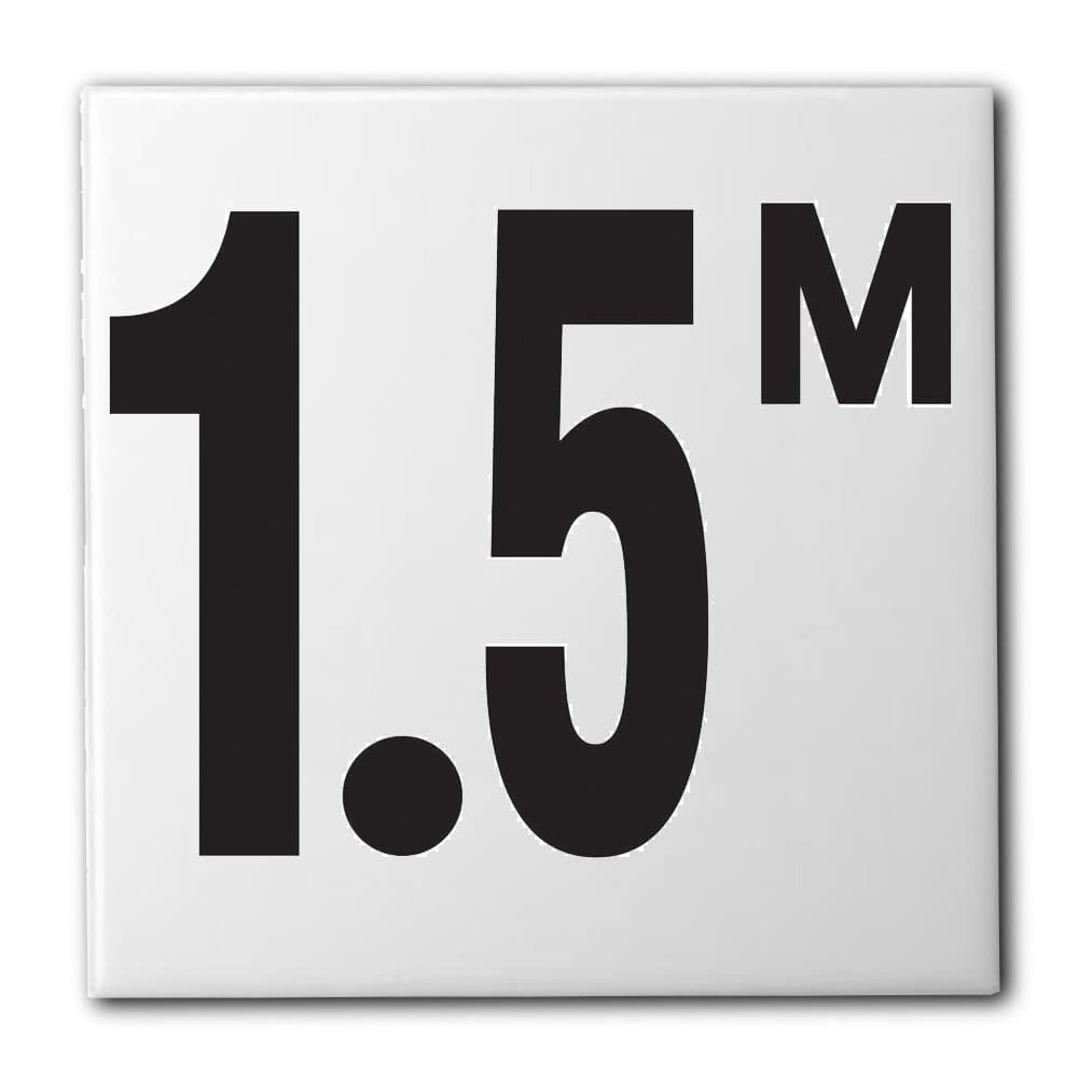 Aquatic Custom Tile Ceramic Swimming Pool Waterline Depth Marker 1.5 M Smooth Finish, 4 inch Font