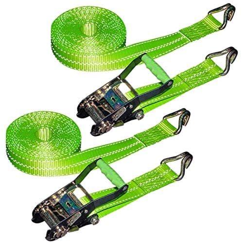 Vulcan Ratchet Strap With Wire Hooks 2 Inch X 30 Foot, 2 Pack - High Viz - 3,300 Pound Safe Working Load