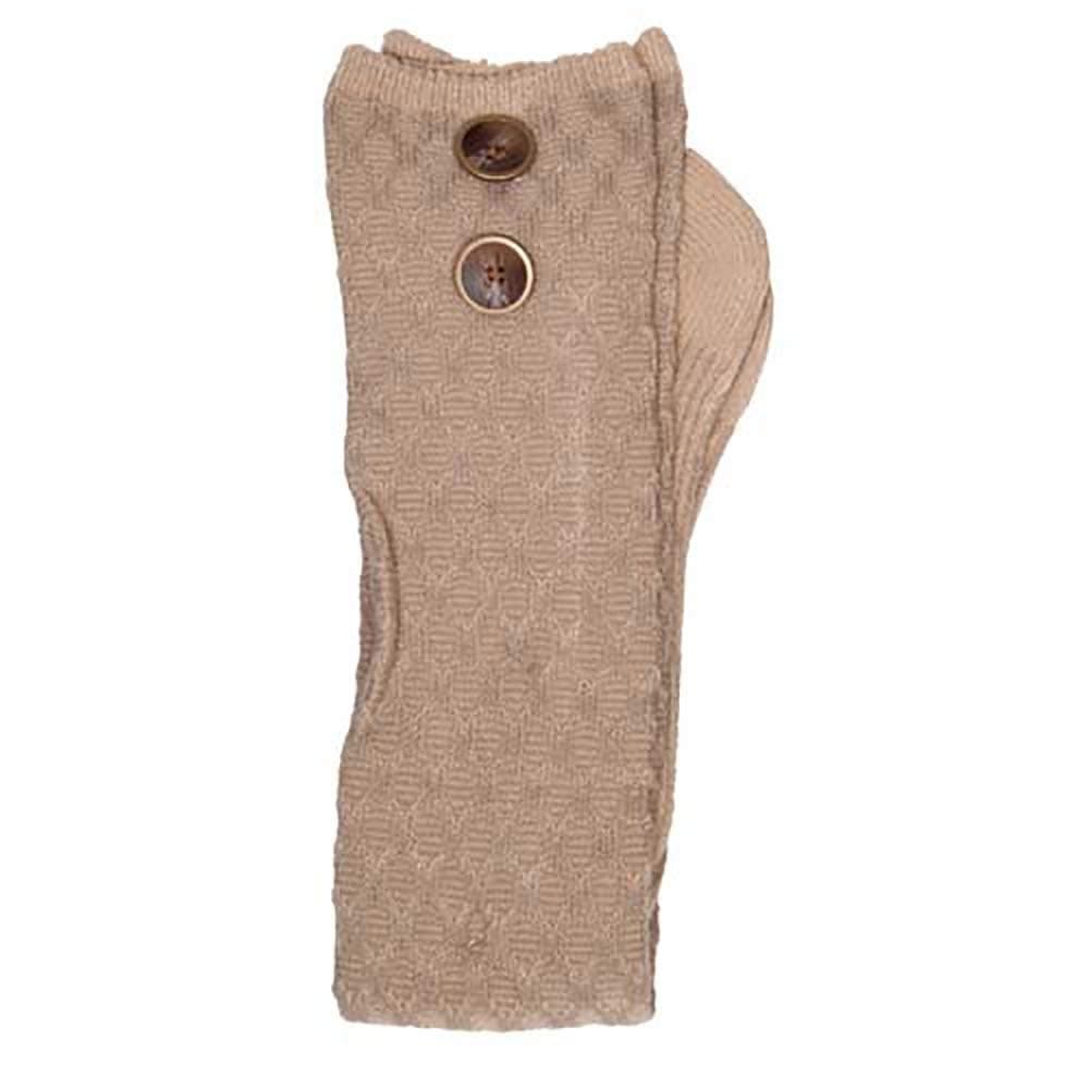 TALL TWO-TONE BUTTON SOCK (Caramel)