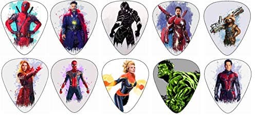 Avengers Guitar Picks [Featuring Captain Marvel and other Marvel Characters](10 Medium Gauge Picks in a Pack)