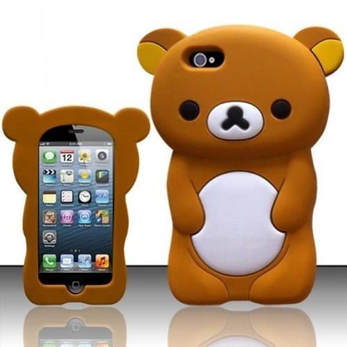 iPhone 5/5S/SE/6/6S/7/7+ PLUS Case, 3D Brown Teddy Bear Soft Silicone Rubber Cover Protective Skin (iPhone 5/5S)