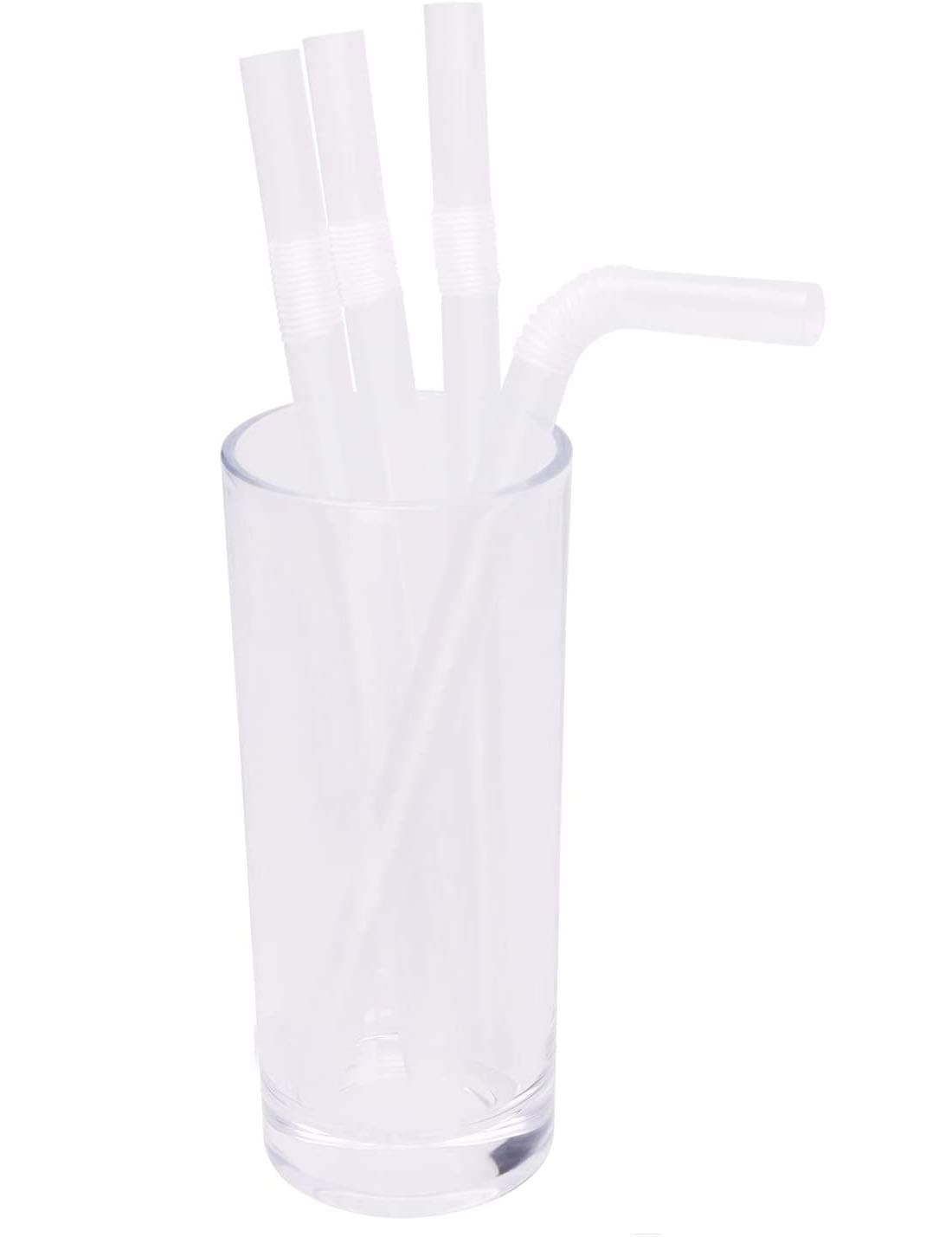 Mini Skater 8.26 inch Plastic Clear Thick Drinking Straws Individually Wrapped PP Material Flexible Drinks Straws for Milkshake Bubble & Boba Tea Soda Smoothies,Pack of 100