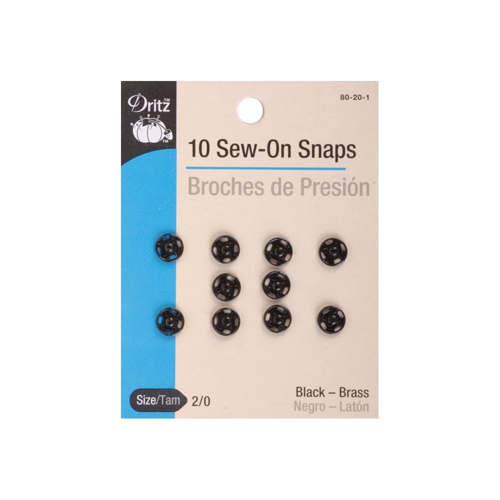 Dritz(R) Black Sew-On Snaps - Size 2/0 10/Pkg