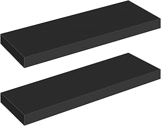 HOOBRO Floating Shelves for Wall, Wall Mounted Shelf Set of 2, 23.6" Hanging Shelf with Invisible Brackets, for Wall in Bathroom, Bedroom, Toilet, Kitchen, Living Room, Office, Black EBK60BJ01