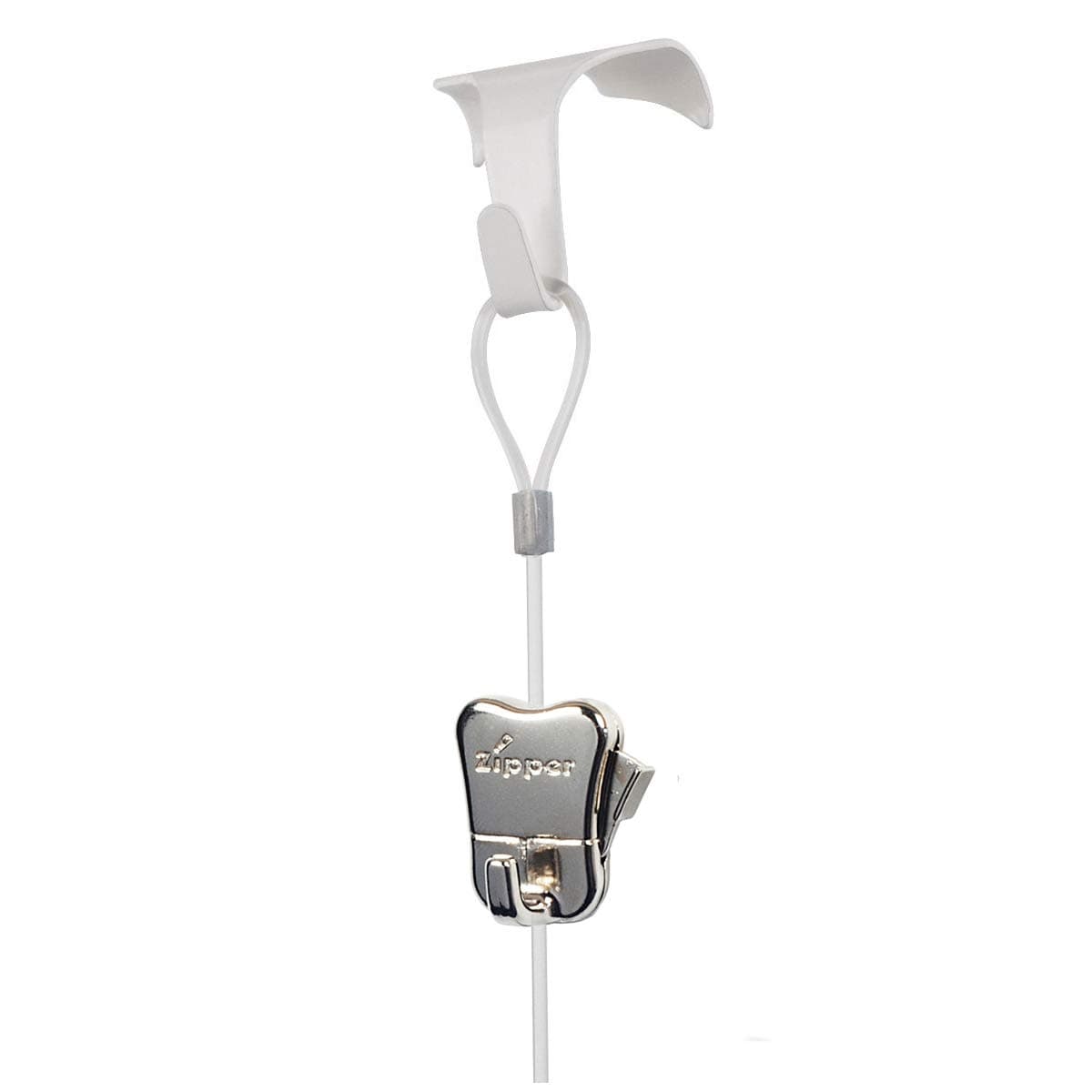 STAS white Moulding Hook + Perlon Cord with Loop 59" + Zipper Hook