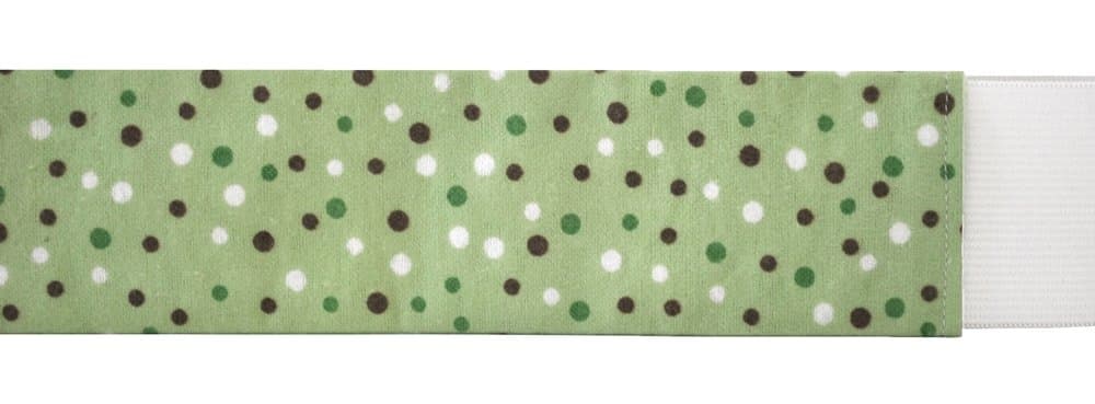 ScrapBands Bare New Addition Light Green and Brown Dot Print Flannel, White Elastic Band