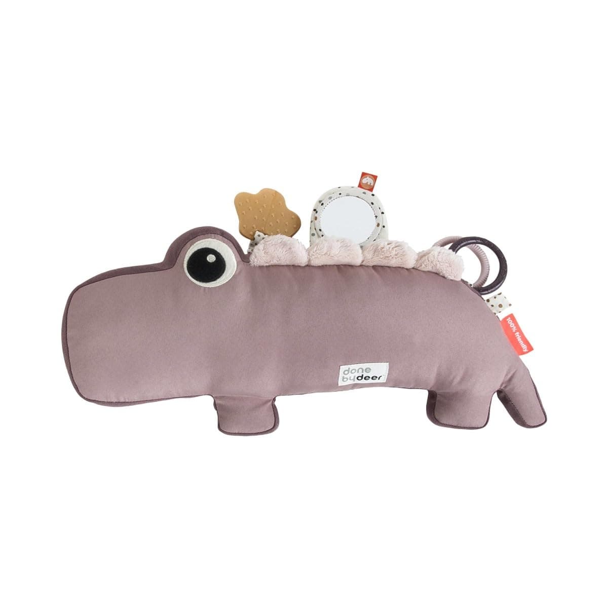 Done by DeerTummy Time Pillow 3-6 Months - Activity and Tummy Time Toy for Baby 3 Months+ - Soft Floor Pillow with Baby Teething Toys, Small Mirror, Tags, and Crinkle Sounds for Sensory Exploration