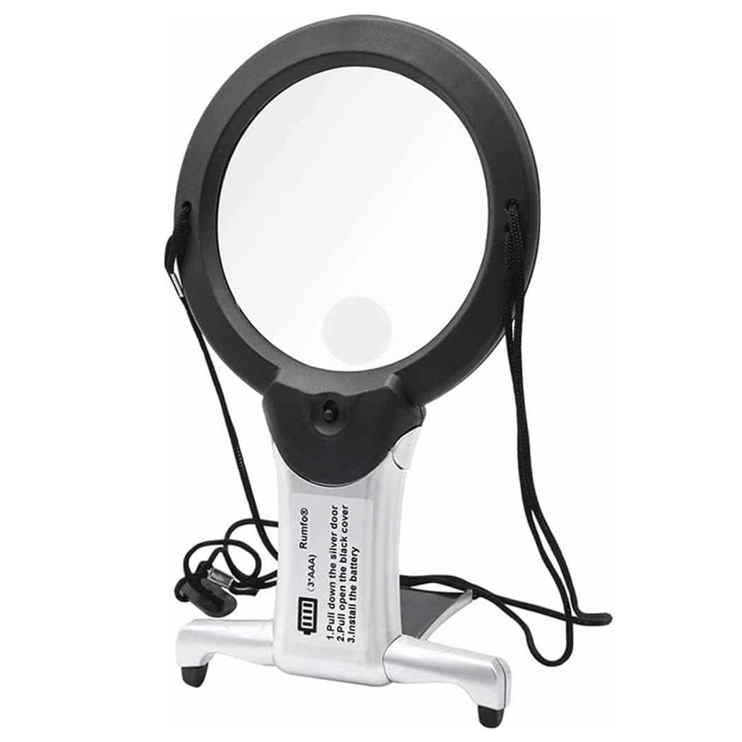 Rumfo 2/6X Reading Magnifier with LED Light Hands Free Chest Rest Double Lighted Knitting Embroidery Benchtop Multifunction for Sewing Cross Stitch Inspection Repair
