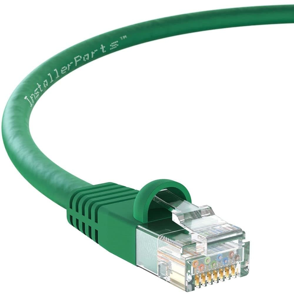 InstallerParts Ethernet Cable CAT5E Cable UTP Booted 5 FT - Green - Professional Series - 1Gigabit/Sec Network/Internet Cable, 350MHZ