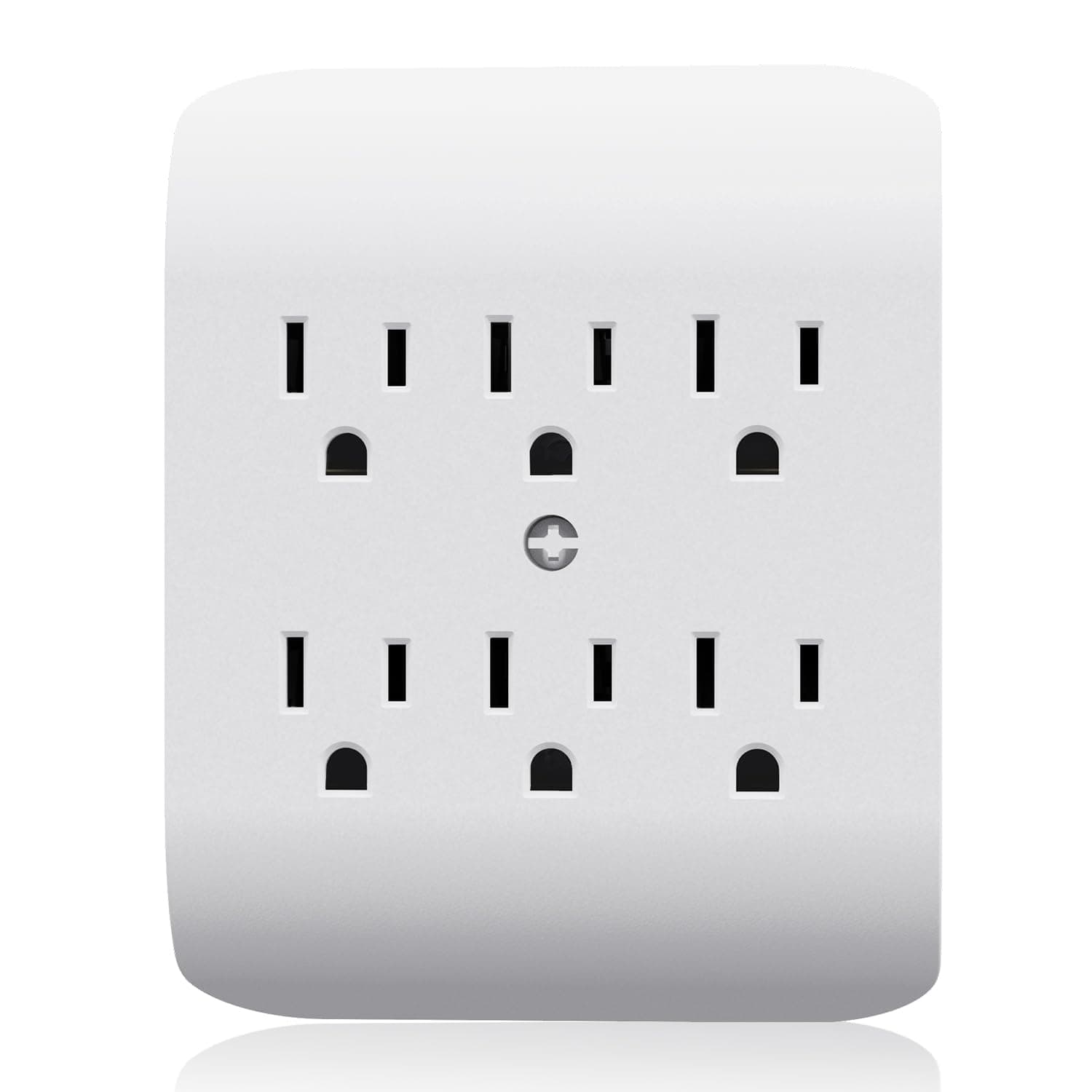 ELEGRP 6-Outlet Extender with Central Anchor, 3-Prong Grounded Wall Tab, Multiple Outlet Extender with 6 Electrical Outlets, ETL Listed, 1 Packs, White