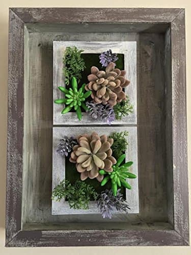 3D Artificial Plant Simulation Flower Frame Wall Decor Home Garden Decorative Art Wall Hanging Flower-Set of 2--6" x 6" with Large Frame
