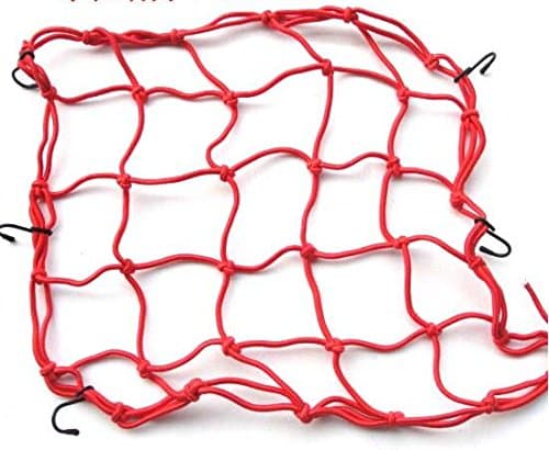 Wanheyao Red Elasticated Bungee Luggage Cargo Net with Hooks Hold Down for Motorcycles Motorbike ATVs Bikes