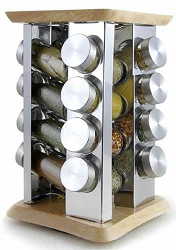 16 Piece Rubber and Wood Spice Rack Set