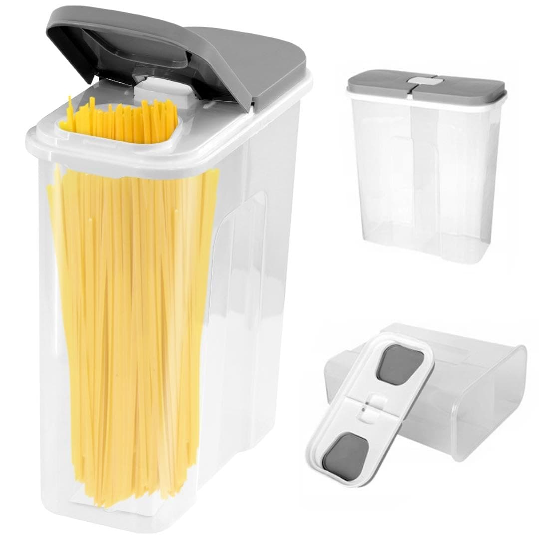 GEEZY Dry Food Storage Container with Lid for Kitchen, 2.85 Ltr, 2-in-1 Double Compartment, BPA Free Plastic Box for Grain, Flour, Cereal, Rice, Pasta, Pet Food Dispenser
