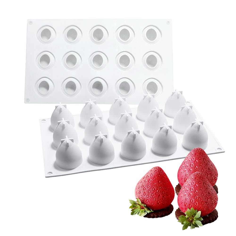 OCPO KITCHEN 3D Strawberry Silicone Mold for Baking Mousse Cake, Fruit Desser...