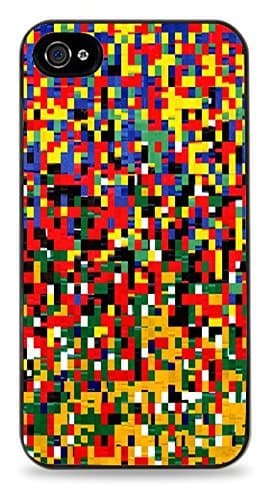 Trendy Accessories Multi Colour Small Square Image Print Black Silicone Case for iPhone 4 / 4S