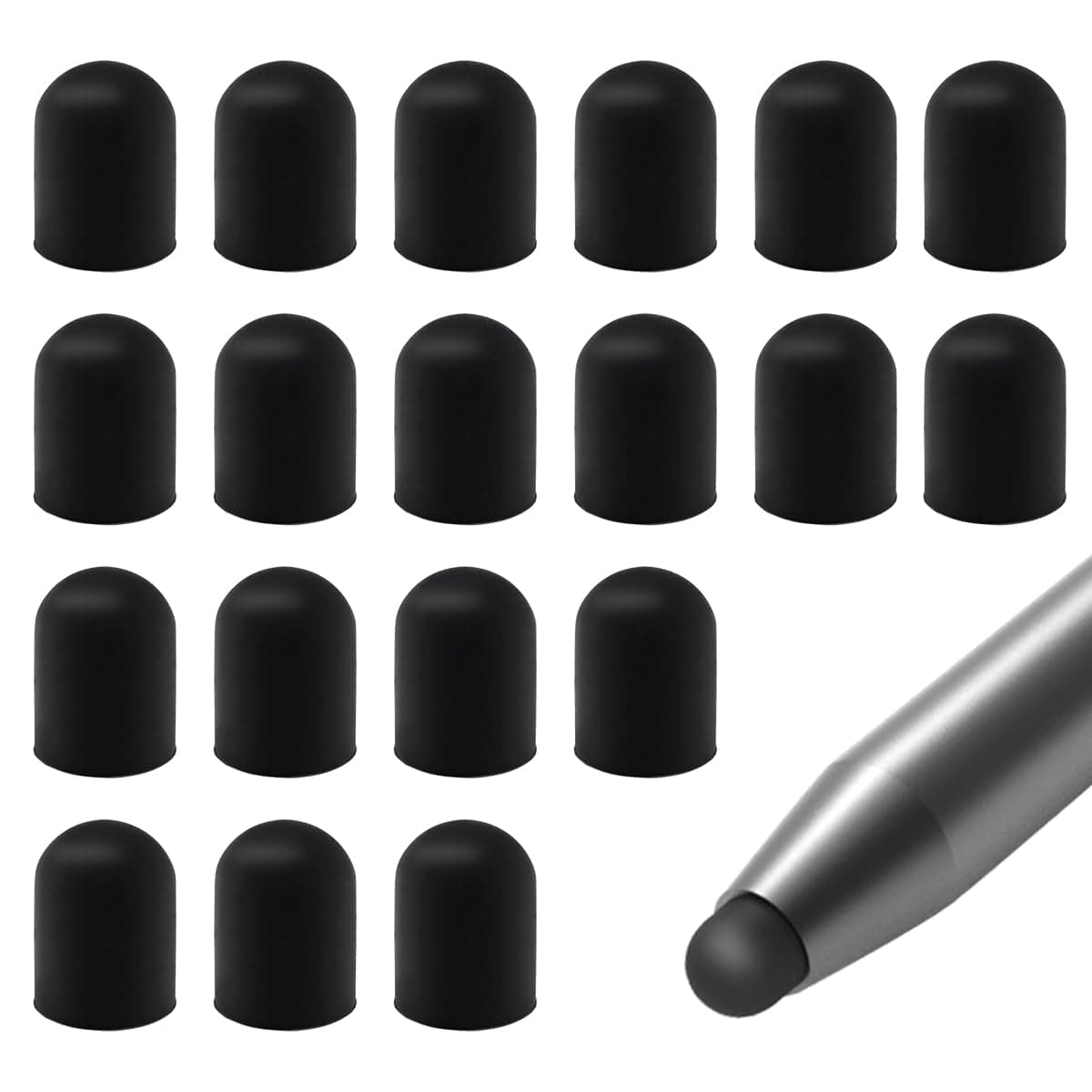 20 Pieces Replacement Tips Touch Screen Pens Tips Silicone Rubber for Touch Pen (Outer Diameter 6mm, Inner Diameter 4mm)