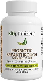 BIOptimizers Probiotic Breakthrough – Lactobacillus Plantarum OM Probiotics & Prebiotics Health Supplement for Gut, Digestive & Immune Support Probiotics for Women Men Elderly– 120 Vegan Capsules