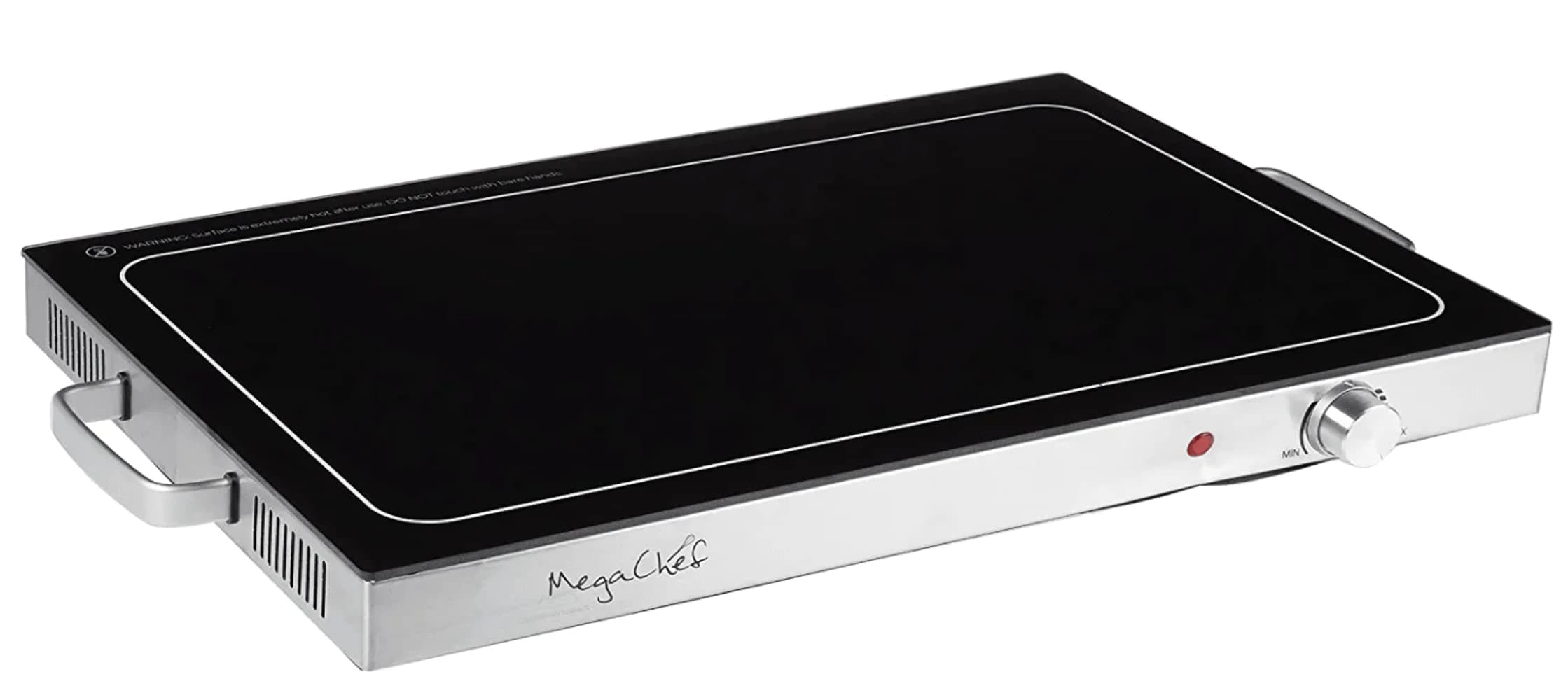 Electric Warming Tray with Adjustable Temperature Control, 24 in, Silver, Black
