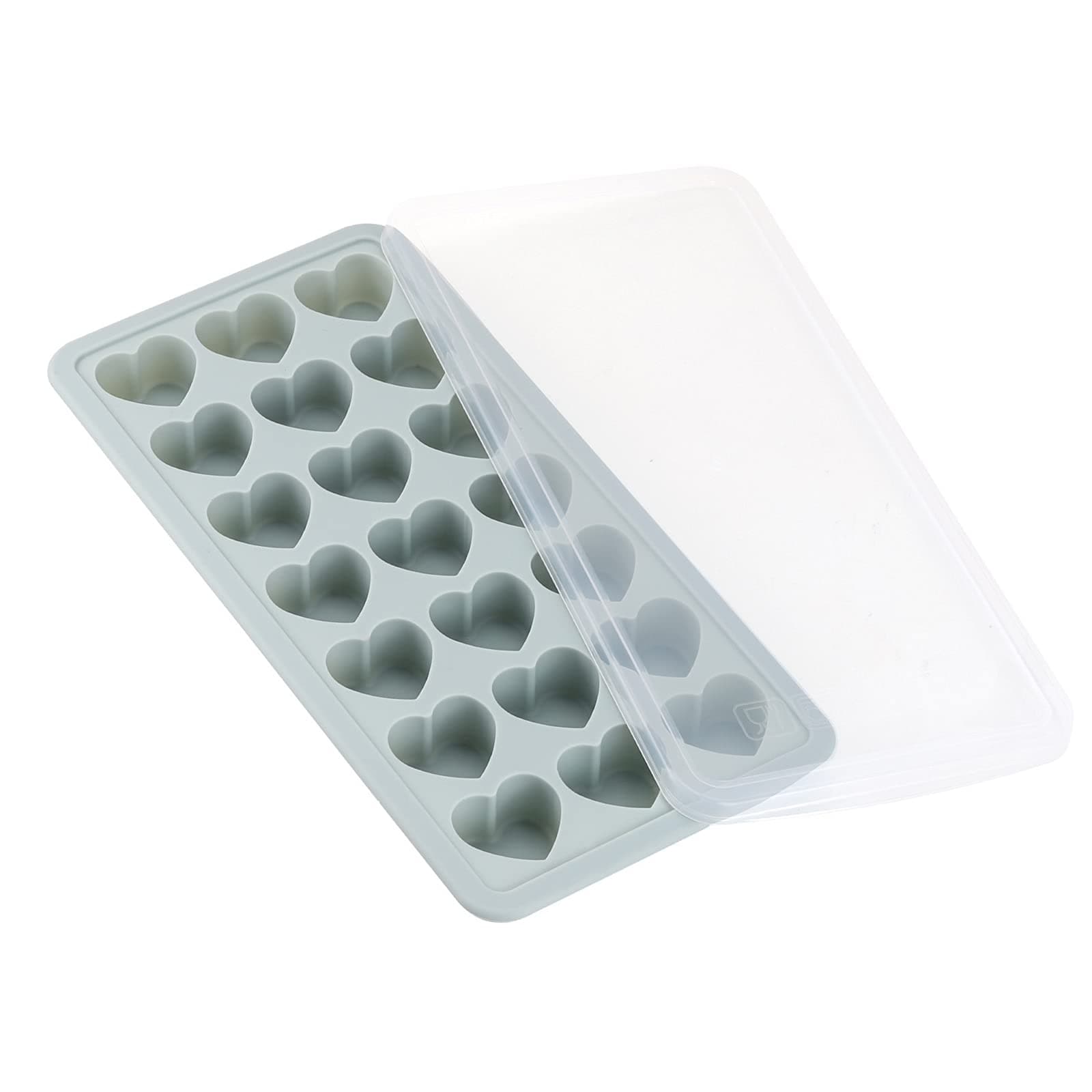 Heart Shaped Ice Cube Trays with Lid, Chocolate Mold, Easy Release Ice Trays, 21-Cavity Silicone Heart Molds for Ice Cubes, Gelatine, Baking and Candy