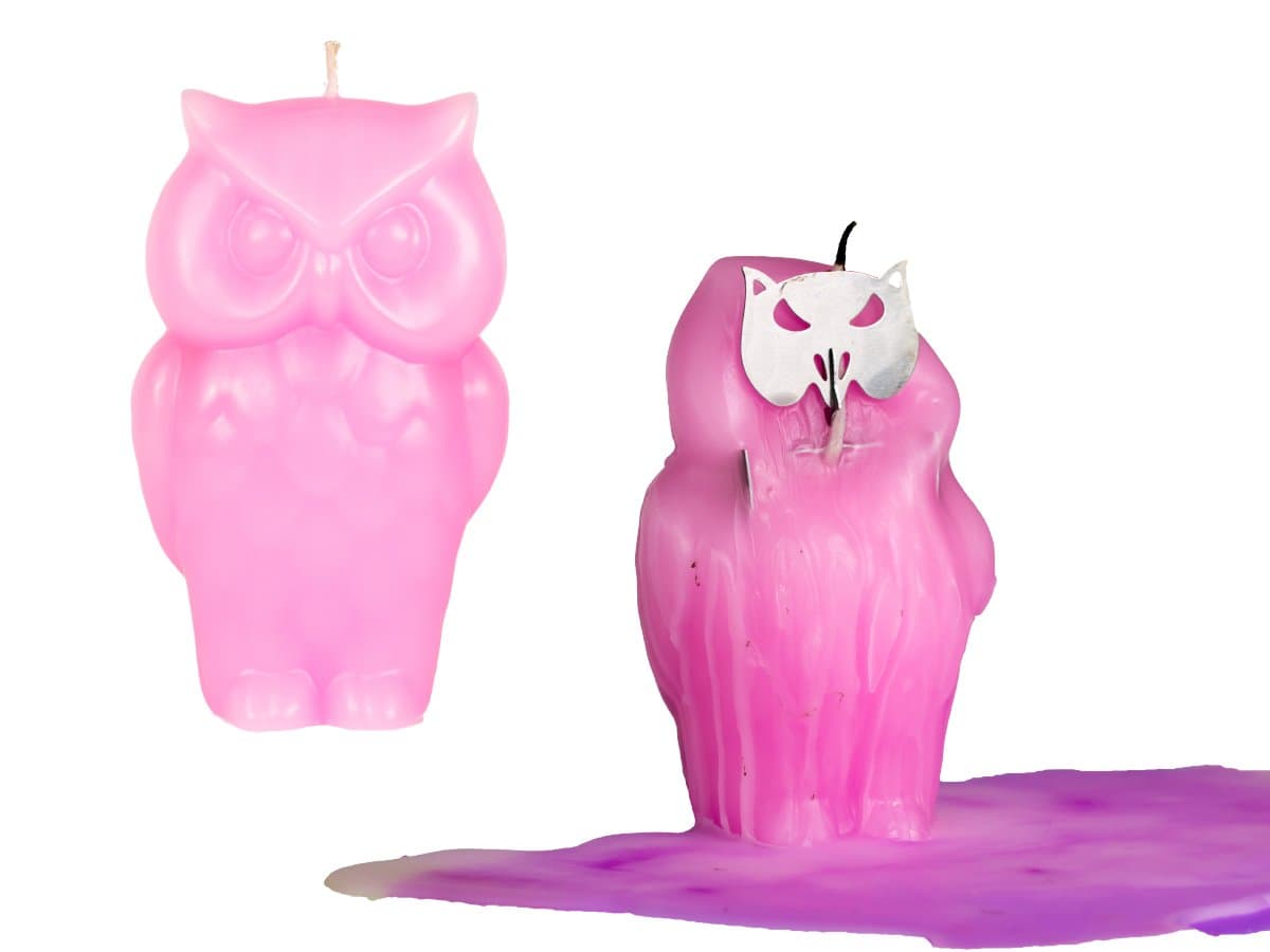 Skeleton Candles Owl Candle – Unscented Pink
