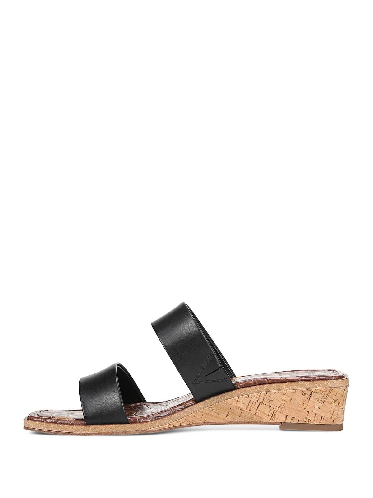 Sam Edelman Vena Black Imported Comfort Footbed Double-Strap Slide Wedge Sandal, Black, 8.5