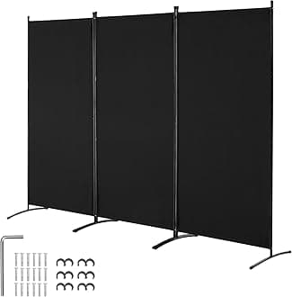 VEVOR Room Divider, 3 Panel Room Divider, Folding Privacy Screen and Portable Partition Divider for Room Separation, Freestanding Room Partitions for Office, Bedroom, Living Room, Black