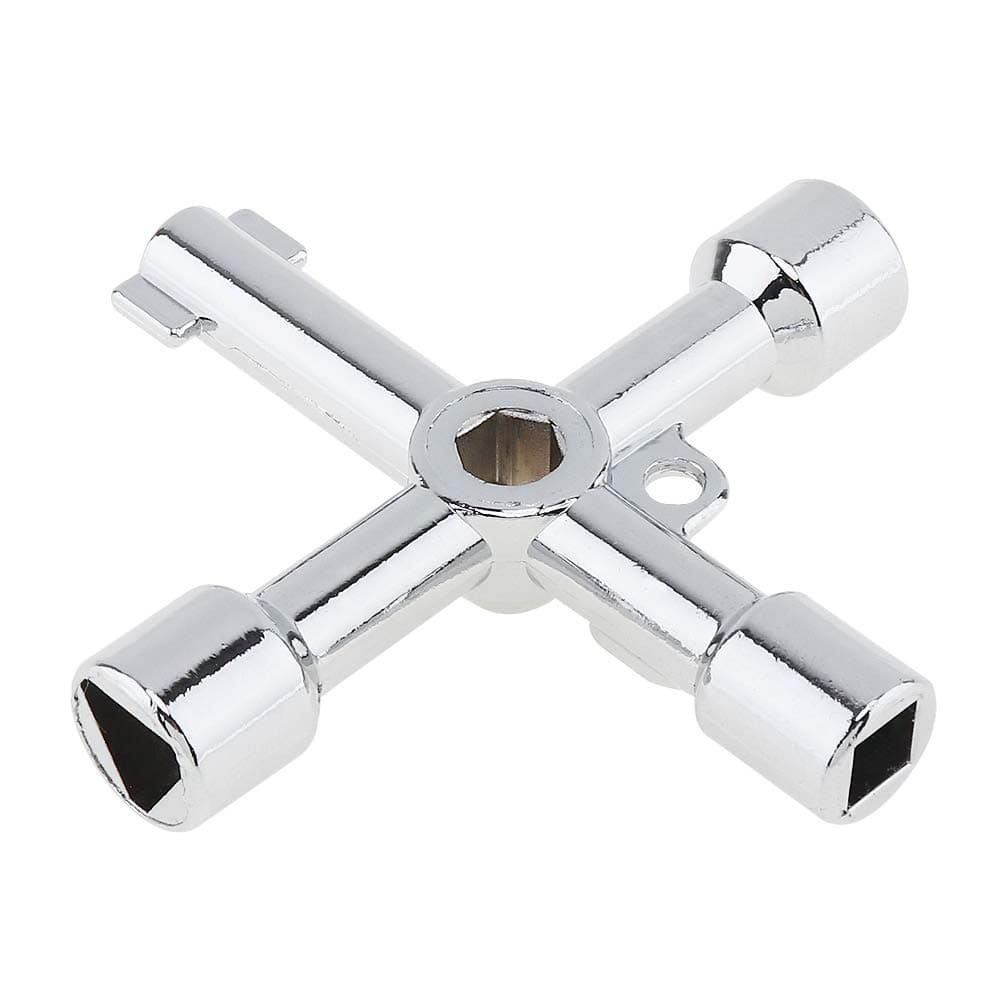 4-Way Multi-Functional Utilities Key - Plumbing Wrench and Opening Tool for Electric Control Water Gas Meter Box Cupboard Cabinet Train