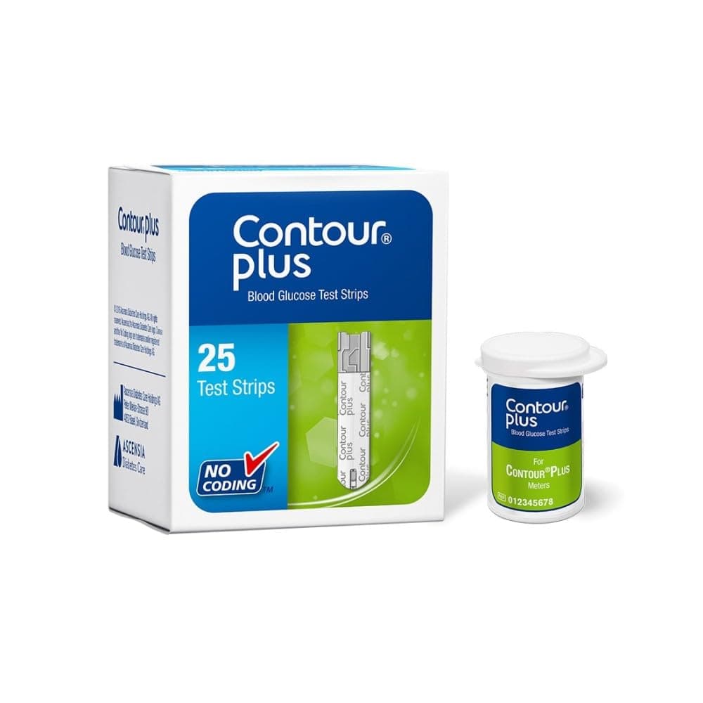Plus Blood Glucose Test Strip (25 Strips) | Contour Plus Glucometer 25 Test Strips Pack