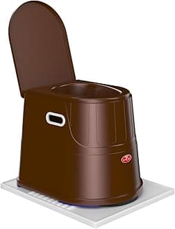 EASYCARE® Heavy Duty Premium Portable Indian to Western Toilet Converter | Commode Stool for Patients, Adults, Elderly, Kids, Handicap | Portable Toilet Seat | Toilet Chair I Capacity Upto 125 Kgs (Brown)