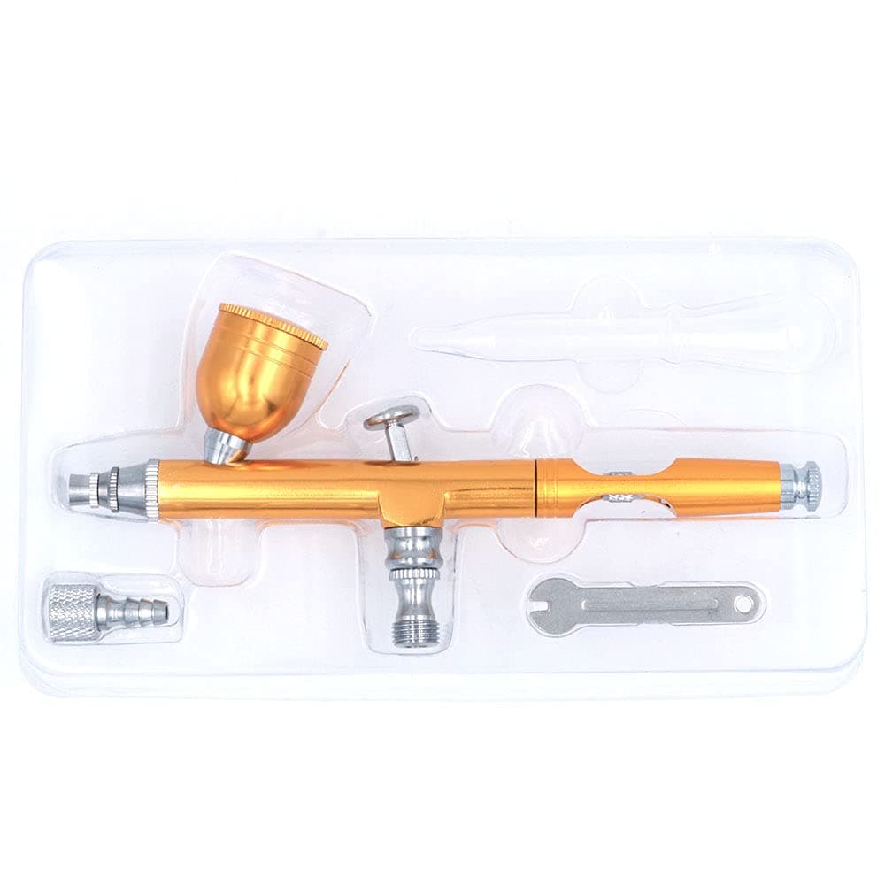 Airbrush Tool Dual Action Gravity Feed 0.3mm Nozzle Spray Gun Cake Decorating Brushes for Nail Manicure with Wrench Straw