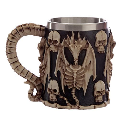 GIFT BRIT Decorative Skull and Dragon Tankard