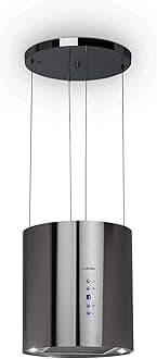 Klarstein Berett Island Extractor Hood - Island Extractor Hood, Diameter 35 cm, 190 W Motor Power, Max. 560 m³/h Air Circulation, 3 Power Levels, LED Hob Light, Stainless Steel, Antrazit
