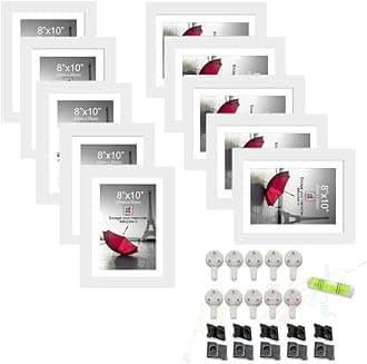 Art Street Set of 10 Individual Wall Photo Frame White 8x10 Inches, Picture Frames for Home and Office decorationwith Free Hanging Accessories